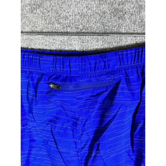 Asics Lite Show 7 Inch Running Shorts Mens XXL Blue Reflective Print Zip Pocket - Picture 11 of 14